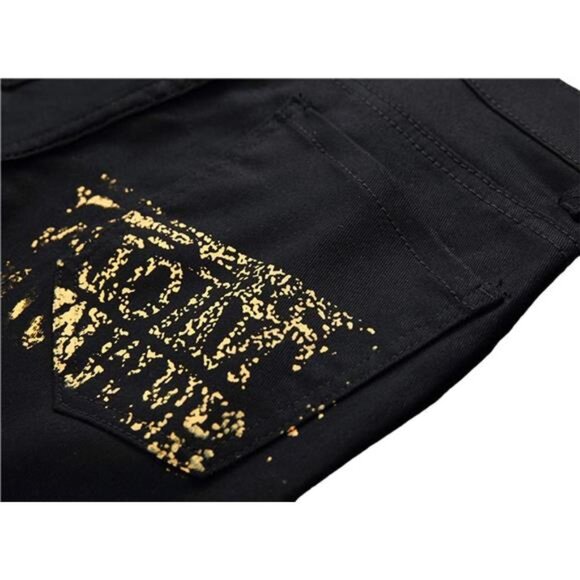 Men's Casual Printed Slim Fit Jeans Skinny Denim Pants - Picture 6 of 6